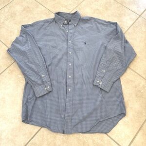 Ralph‎ Lauren Yarmouth Blue Plaid Oxford Shirt Men's 16.5-34/35 VTG Hong Kong